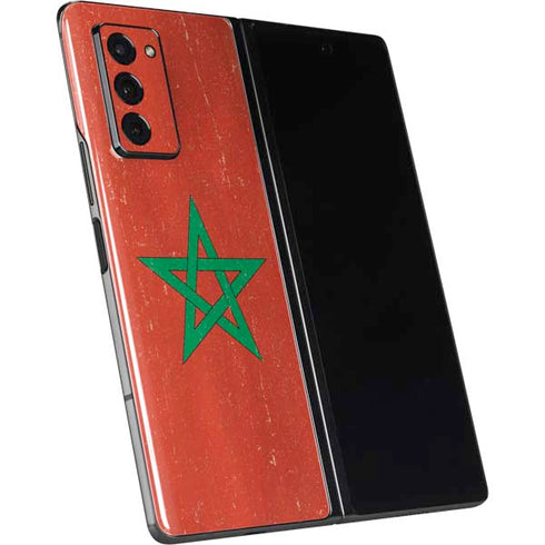 Morocco Flag Distressed Galaxy Z Fold2 5G Skin